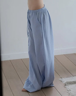 Striped elastic waist pants