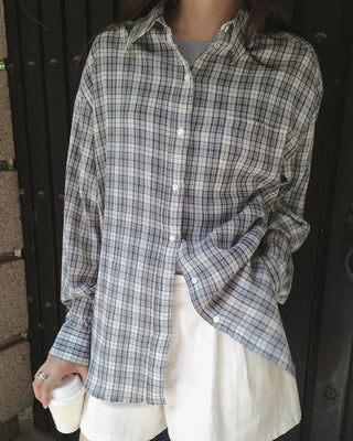 [3 colors] Cool Summer Check Shirt