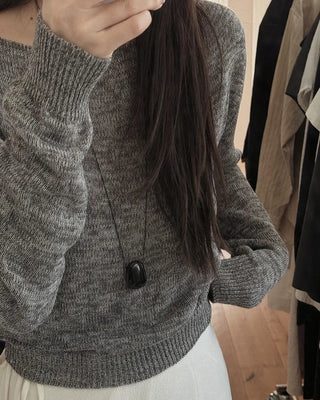 [3 colors] Boat neck knit
