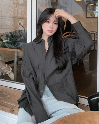 Pleated wrinkle shirt