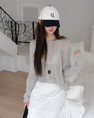 [5 colors] Boat neck knit