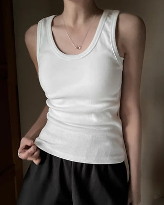 [4 colors] Basic ribbed sleeveless top