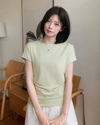 Wrap Drape Pintuck T-Shirt