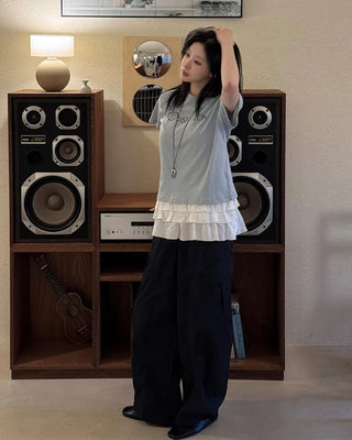 [4 colors] Cargo pants with elastic waistband