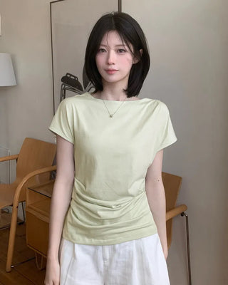 Wrap Drape Pintuck T-Shirt