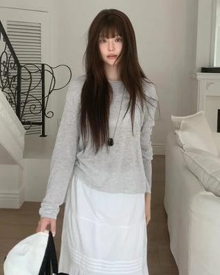 [5 colors] Boat neck knit