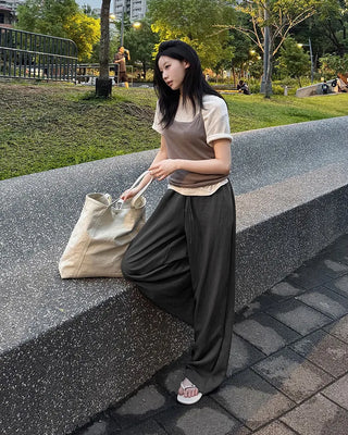 Light-fit elastic waist pants