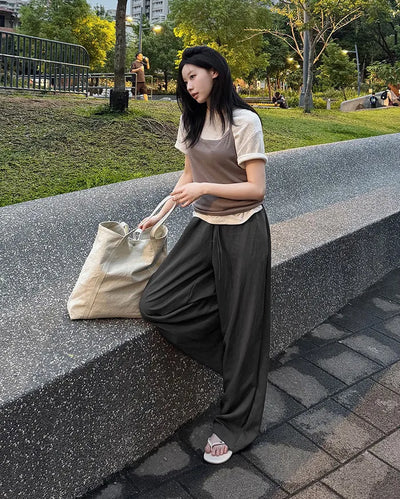 Light-fit elastic waist pants