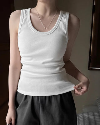 [4 colors] Basic ribbed sleeveless top