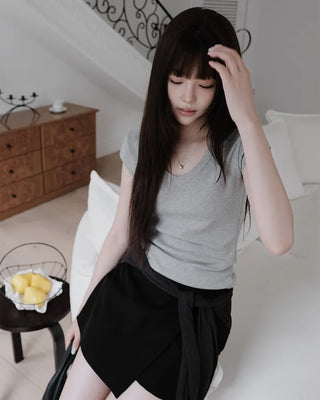 [2 colors] Wrap Culotte Pants