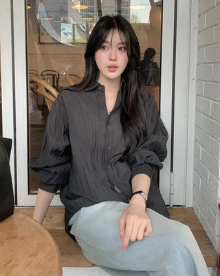 Pleated wrinkle shirt