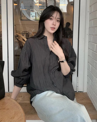 Pleated wrinkle shirt