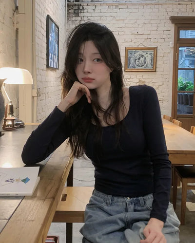 Wide Neck Soft T-Shirt with Built-in Bra