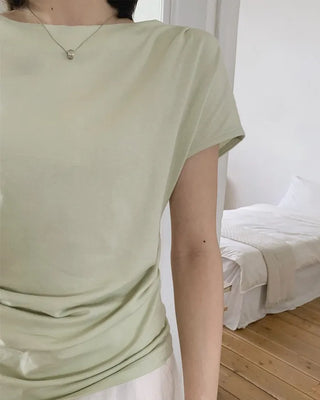 Wrap Drape Pintuck T-Shirt