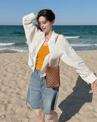 [6 colors] Fly Summer Button-Down Linen Shirt