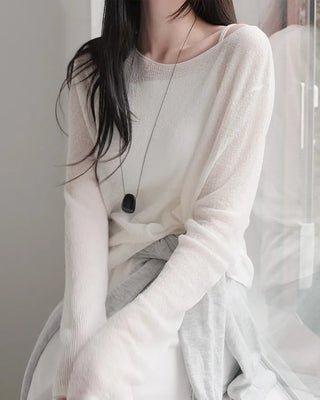 [5 colors] Boat neck knit