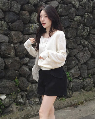 [3 colors] Boat neck knit