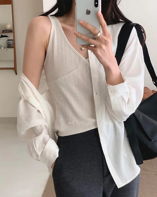 Textured striped shirt