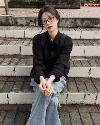[3 colors] Semi-Cropped Shirt