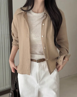 [3 colors] Semi-Cropped Shirt