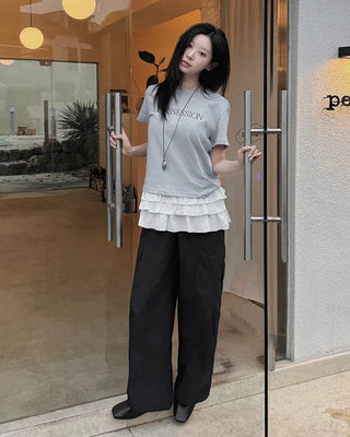 [4 colors] Cargo pants with elastic waistband