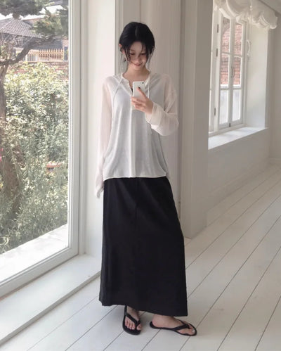 [2 colors] Sunday Flow Fit Long Skirt