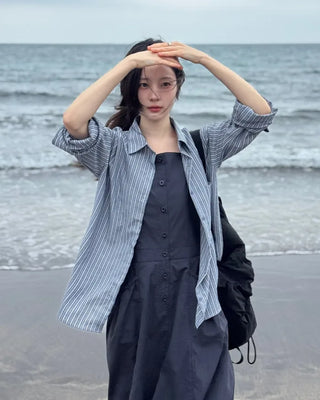 [4 colors] Zanzan Stripe Cotton Shirt