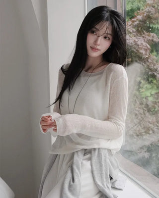 [5 colors] Boat neck knit