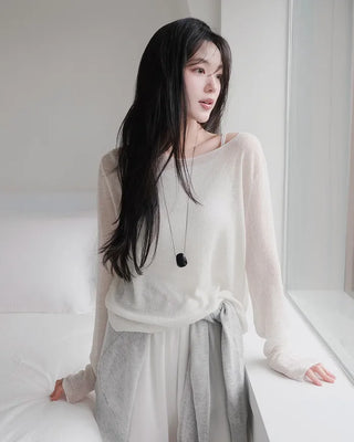 [5 colors] Boat neck knit