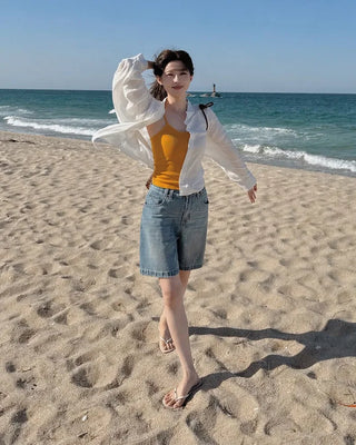 [6 colors] Fly Summer Button-Down Linen Shirt