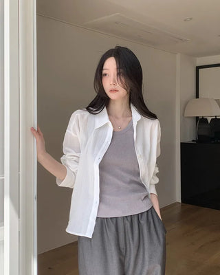 [4 colors] Basic ribbed sleeveless top