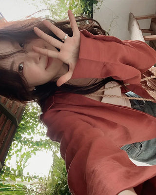 [6 colors] Fly Summer Button-Down Linen Shirt