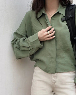 [6 colors] Fly Summer Button-Down Linen Shirt