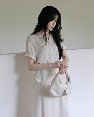 [Set][2 colors] Soft Blouse and Skirt