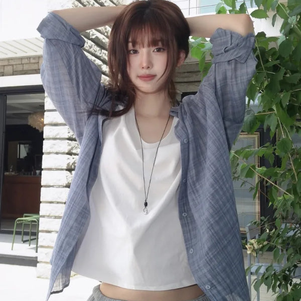 [3 colors] Brushed Summer Tencel Check Shirt
