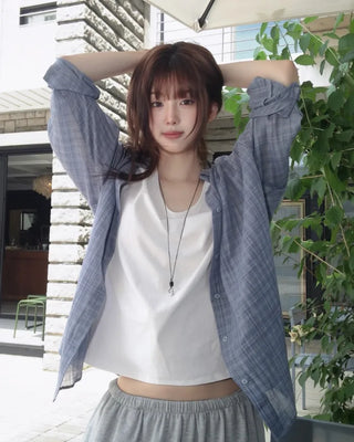 [3 colors] Brushed Summer Tencel Check Shirt
