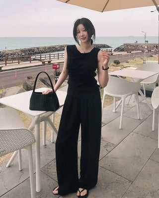 Light-fit elastic waist pants