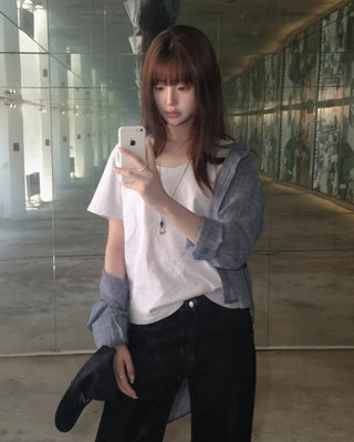 [3 colors] Brushed Summer Tencel Check Shirt