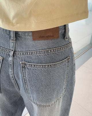 [Length selectable] Vintage Wash Denim Pants