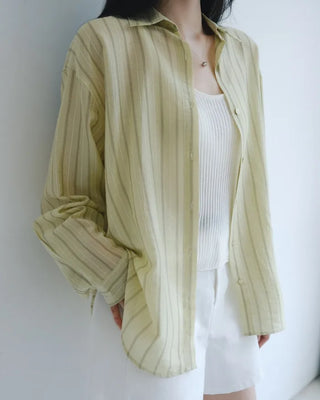[3 colors] Watery Tencel Stripe Soft Shirt