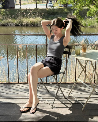 [4 colors] Basic ribbed sleeveless top