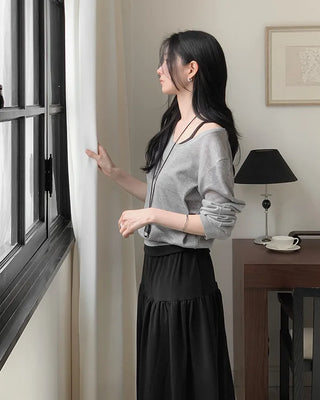 [3 colors] Detail Shirred Skirt