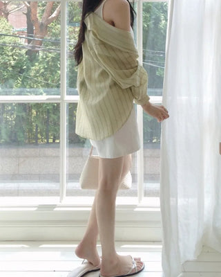 [3 colors] Watery Tencel Stripe Soft Shirt