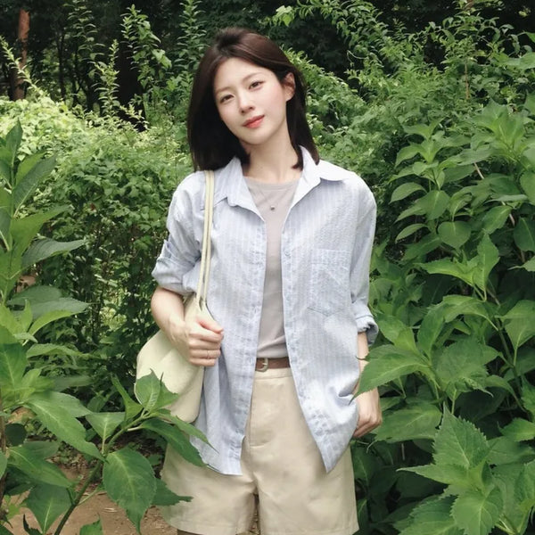 [4 colors] Zanzan Stripe Cotton Shirt