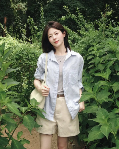 [4 colors] Zanzan Stripe Cotton Shirt