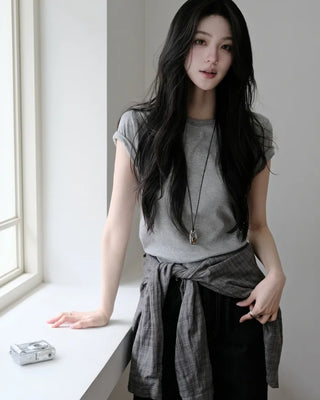 [3 colors] Brushed Summer Tencel Check Shirt