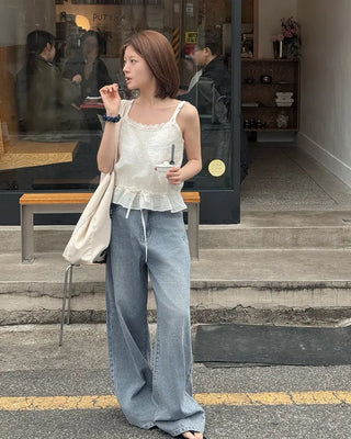 [Length selectable] Vintage Wash Denim Pants