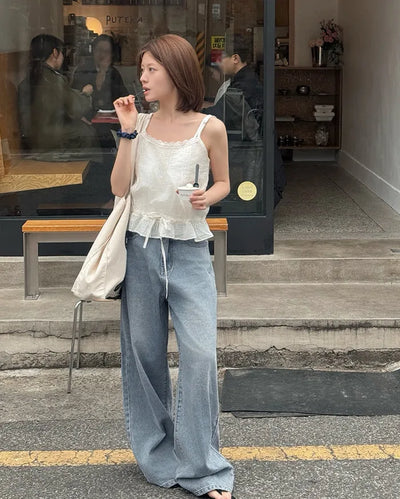 [Length selectable] Vintage Wash Denim Pants