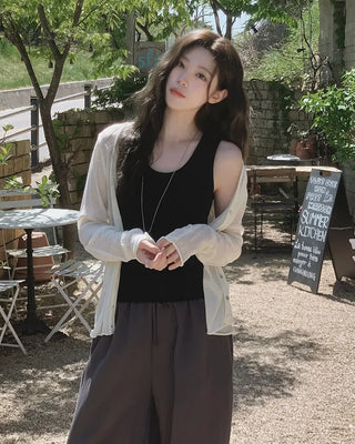 [4 colors] Basic ribbed sleeveless top