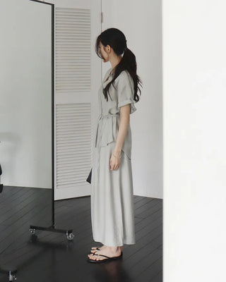 [Set][2 colors] Soft Blouse and Skirt